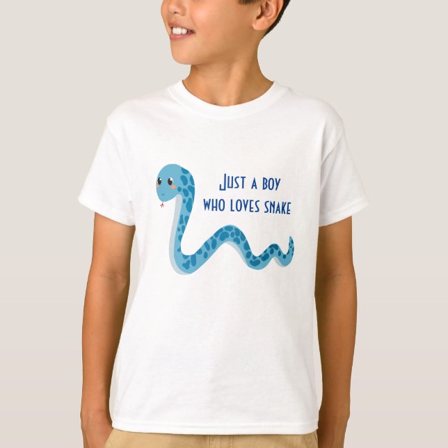 T-shirt Chemise bleu serpent mignonne pour les enfants (Devant)
