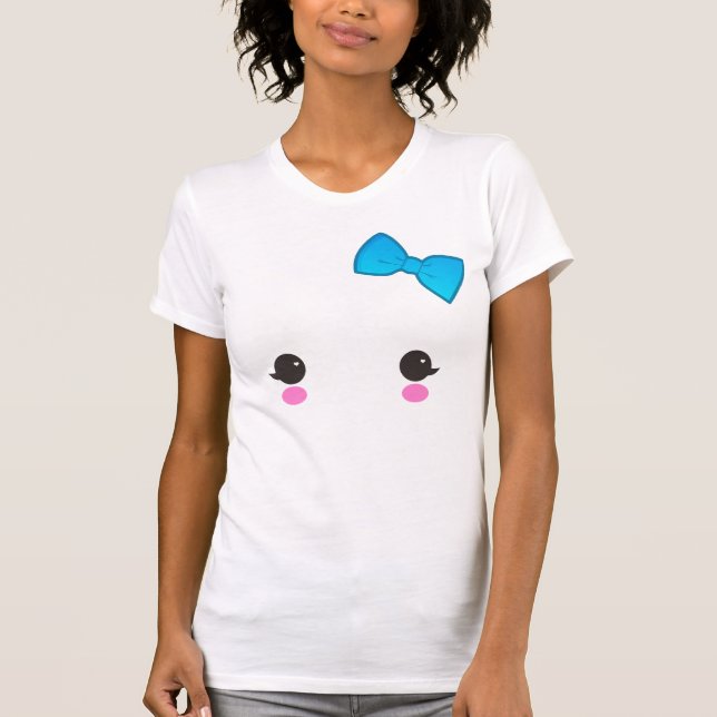 T-shirt chemise bleue d'arc de visage de fantôme (Devant)