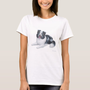 T-shirt Chemise bleue de Babydoll de border collie Merle