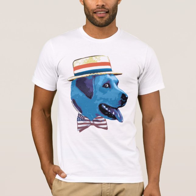 T-shirt Chemise bleue de Démocrate de chien (Devant)