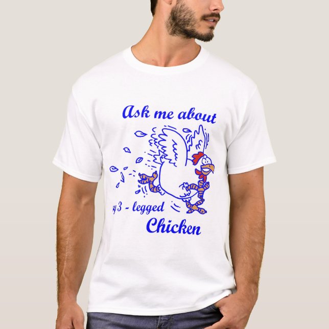 T-shirt Chemise bleue de poulet à trois pattes (Devant)