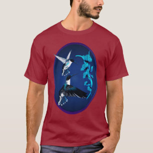 T-shirt Chemise bleue d'ovale de deux colibris