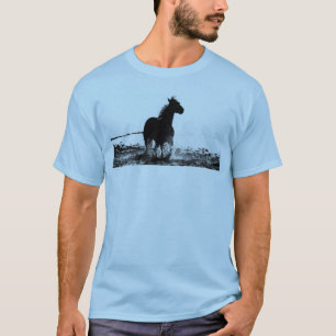 T-shirt Chemise Bleue Léger T Mens Courant Cheval Avant et
