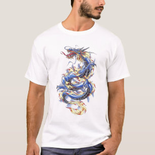 T-shirt Chemise bleue orientale fraîche de dragon