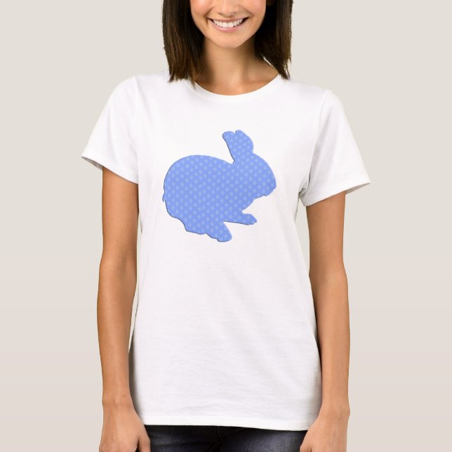 T-shirt Chemise Bleue Polka Point Silhouette Lapin Pâques (Devant)