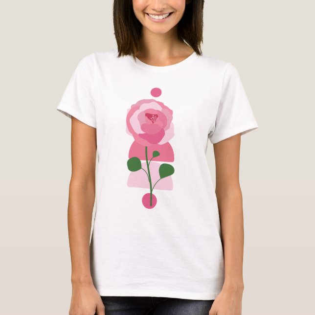 T-shirt Chemise Bohème Fleur Rose (Devant)