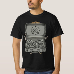T-shirt Chemise Boîte à Outils Ouverte Clés Engrenages - T