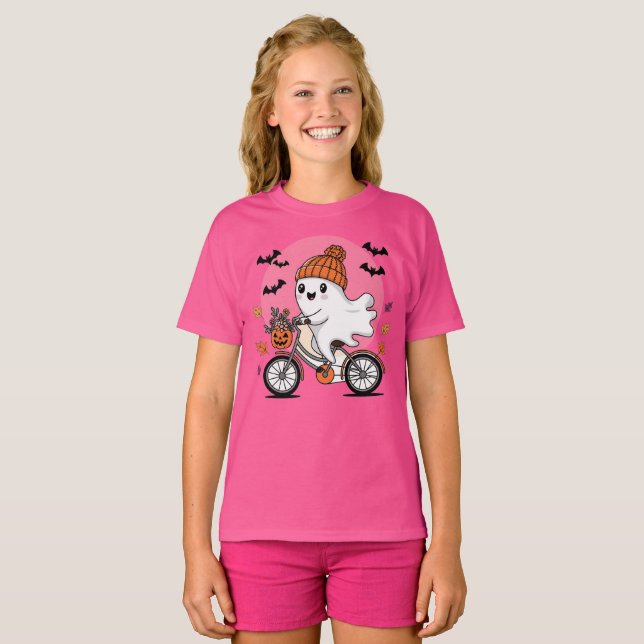 T-shirt Chemise Boo Bike Chemise Halloween pour enfants (Devant entier)