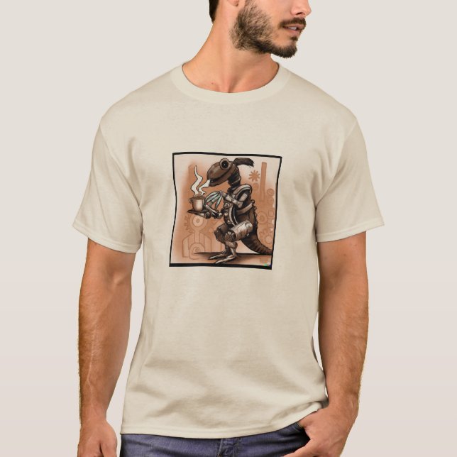 T-shirt Chemise café Steampunk Dino Boire (Devant)