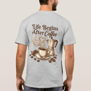 T-shirt Chemise Café Unisexe, La Vie Commence Après le Caf