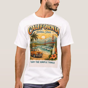 T-shirt Chemise Californie Golden State Vintage Sunset Bea