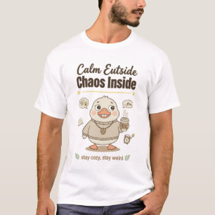 T-shirt Chemise Calme à l'Extérieur Chaos à l'Intérieur