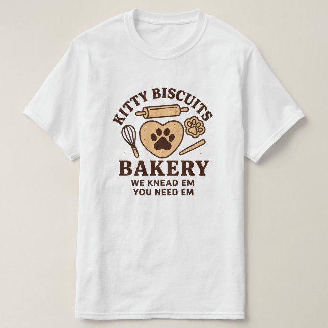 T-shirt Chemise Cat Biscuit, Chemise Drôle Cat Kneading (Design devant)