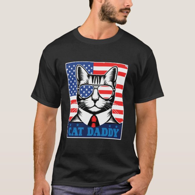 T-shirt Chemise Cat Daddy - Drapeau américain (Devant)