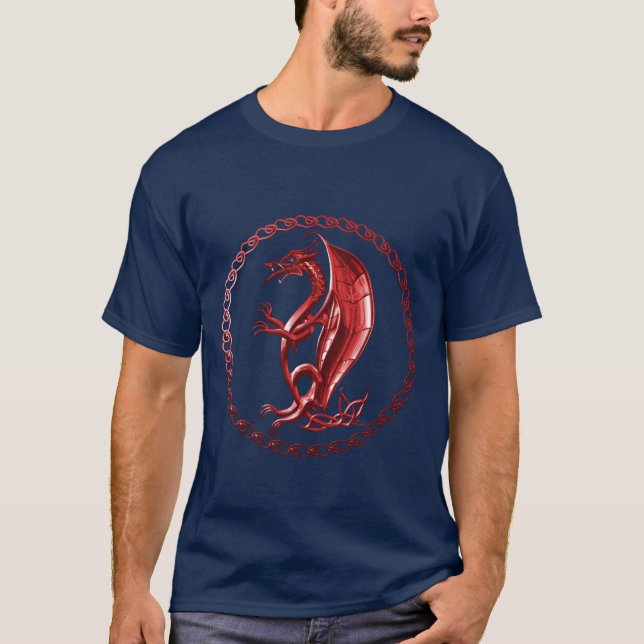 T-shirt Chemise celtique rouge de dragon (Devant)