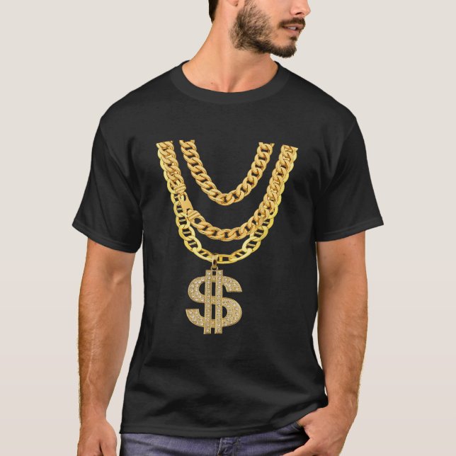 T-shirt Chemise Chaîne Gangster Collier HipHop pas cher Ha (Devant)