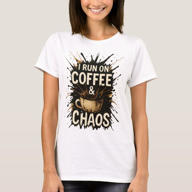 T-shirt Chemise Chaos au Café Drôle - Peinture Rasée (Devant)