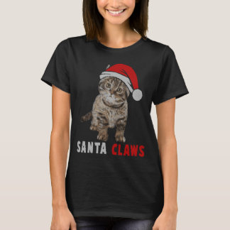 T-shirt Chemise Chat de Noël, Chat de Chat Père Noël Avec 