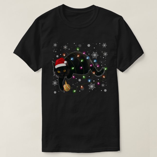 T-shirt Chemise Chat De Noël Pour Hommes Chat Noir Chat No (Design devant)