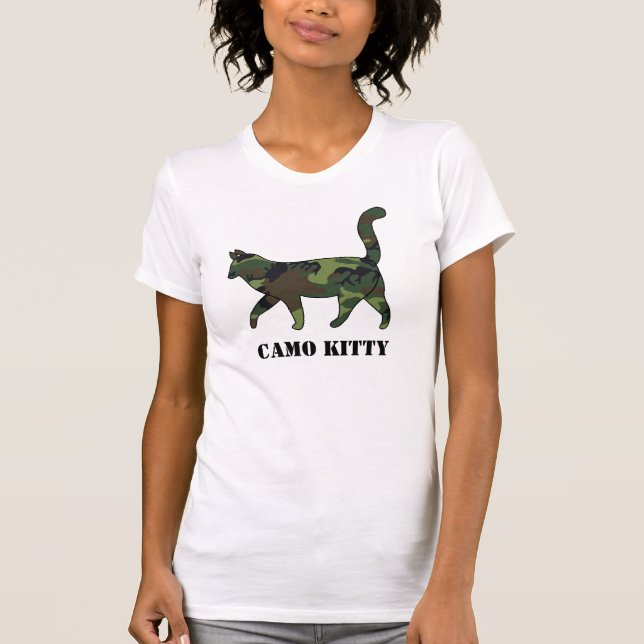 T-shirt Chemise Chat Motif pour dames Camo (Devant)