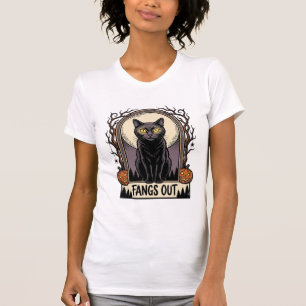 T-shirt Chemise chat noir Halloween dessin vieilles canine
