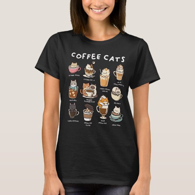 T-shirt Chemise Chats Café Drôle (Devant)