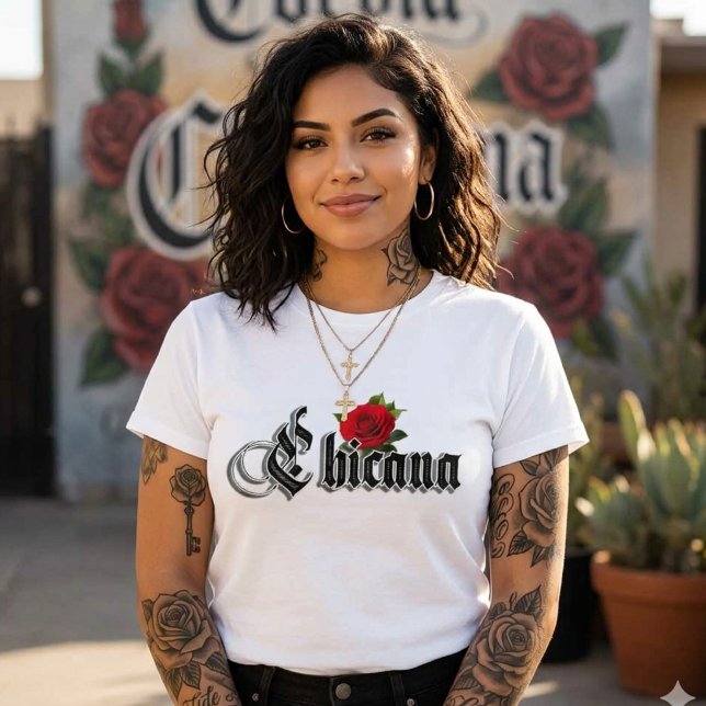 T-shirt Chemise Chicana Red Rose  (Chicana Red Rose shirt)