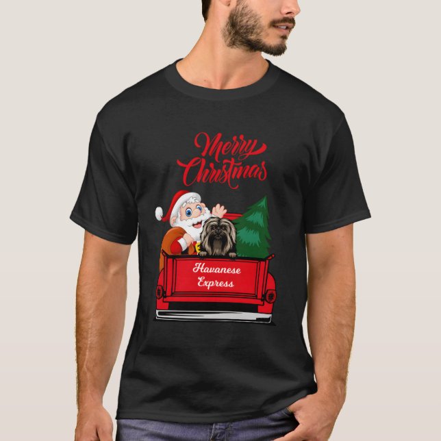 T-shirt Chemise Chien Havanais Avec Le Père Noël En Sac Ro (Devant)