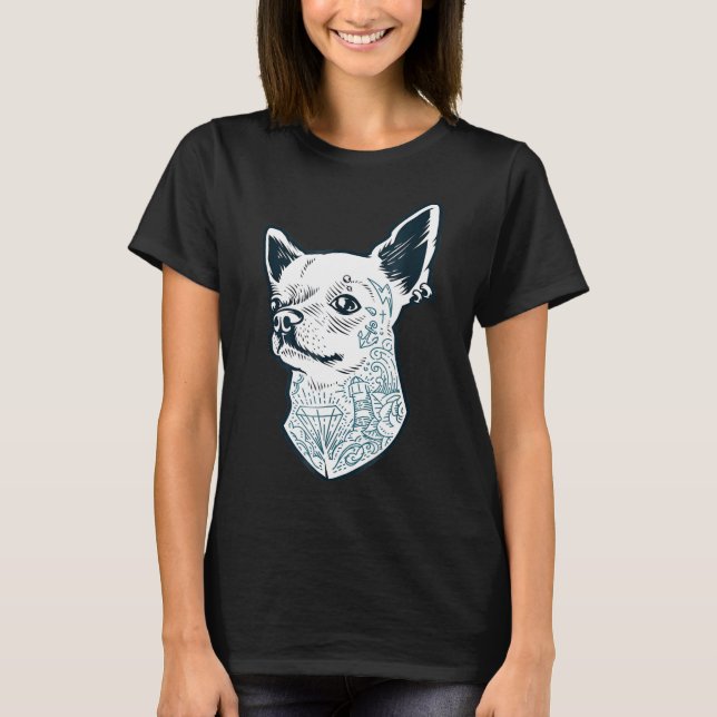 T-shirt Chemise Chihuahua Pour Rockers Tatoués Punk Rock C (Devant)