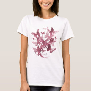 T-shirt Chemise citation Papillons roses frappants