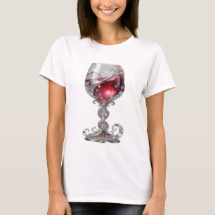 T-shirt Chemise Citation VERRE À VIN ROUGE Argenté