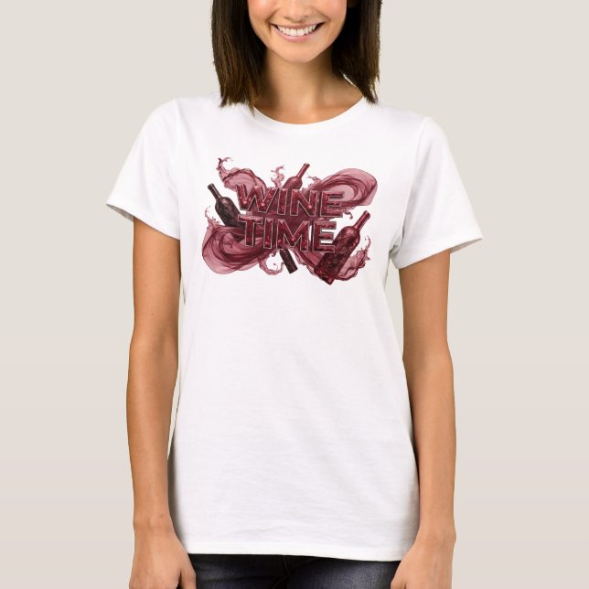 T-shirt Chemise citation WINE TIME Rouge Tendance (Devant)