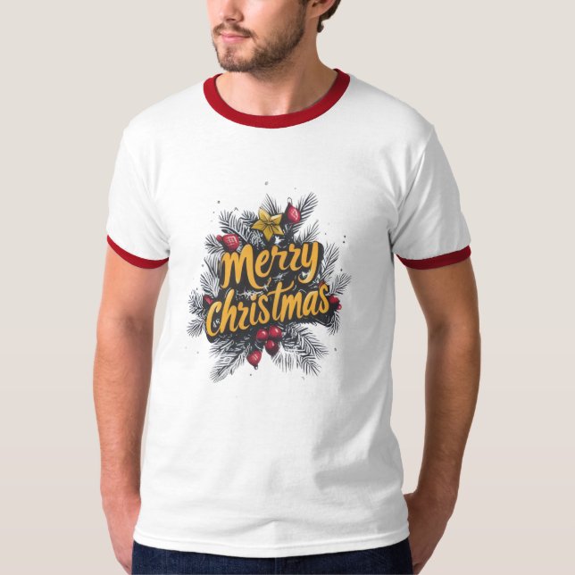 T-shirt Chemise classique « Joyeux Noël » (Devant)