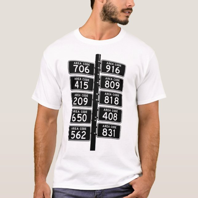 T-shirt Chemise Code Téléphonique de Californie  (Devant)