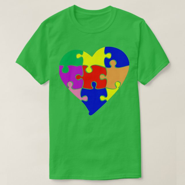 T-shirt Chemise Coeur Puzzle Sensibilisation sur l'autisme (Design devant)