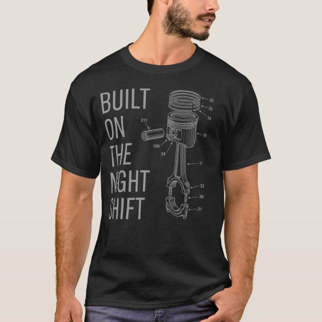 T-shirt Chemise construite sur l'équipe de nuit, cadeau de (Devant)