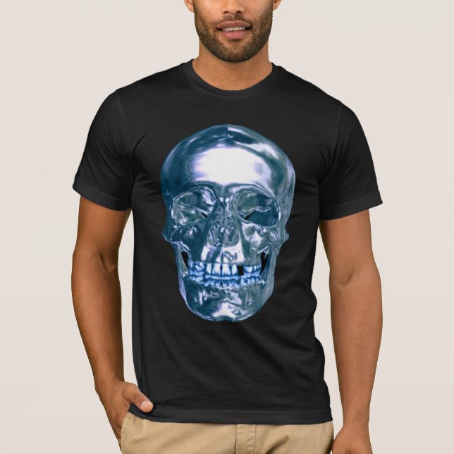 T-shirt Chemise crâne Chrome bleu (Devant)