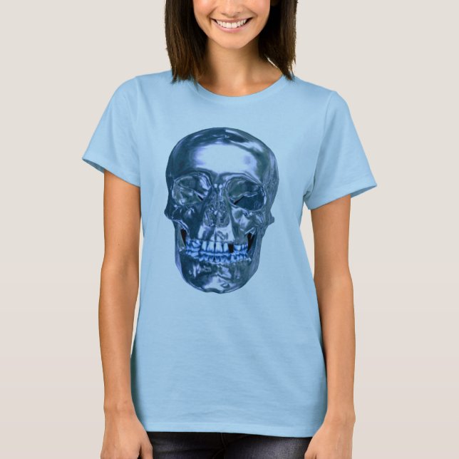 T-shirt Chemise crâne chrome bleu (Devant)