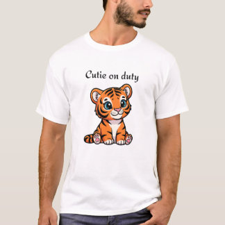 T-shirt Chemise Cutie on Duty | Tee bébé tigre mignon