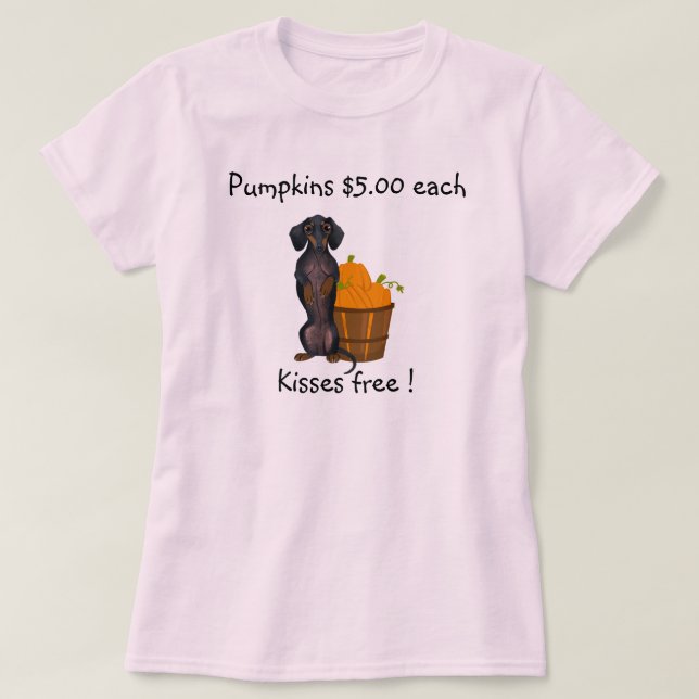 T-shirt Chemise Dachshund Automne Citrouille Wiener Chien (Design devant)