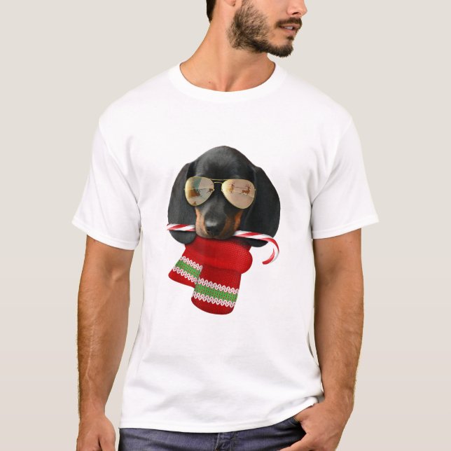 T-shirt Chemise Dachshund mignon Noël Cadeau Amoureux de l (Devant)