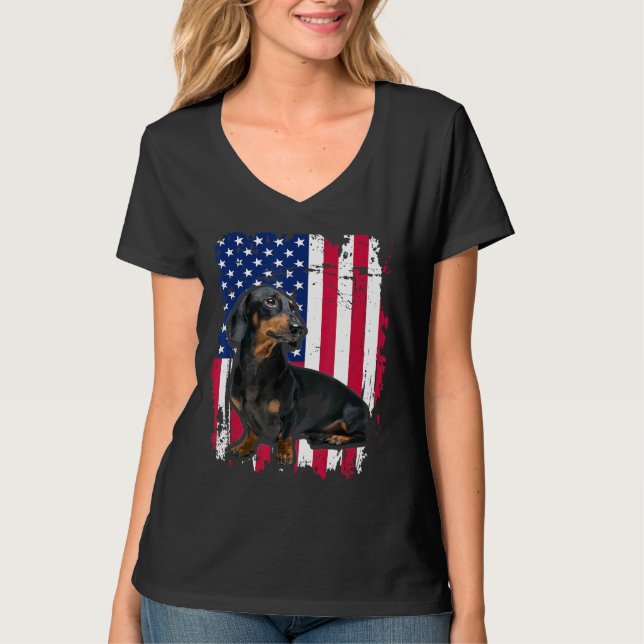 T-shirt Chemise Dachshund Us 4 juillet (Devant)