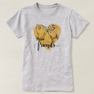T-shirt Chemise d'ami noir jaune Aquarelle