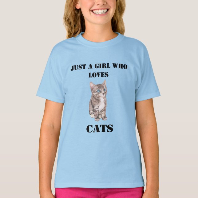 T-shirt Chemise d'amoureux de les chats juste une fille (Devant)