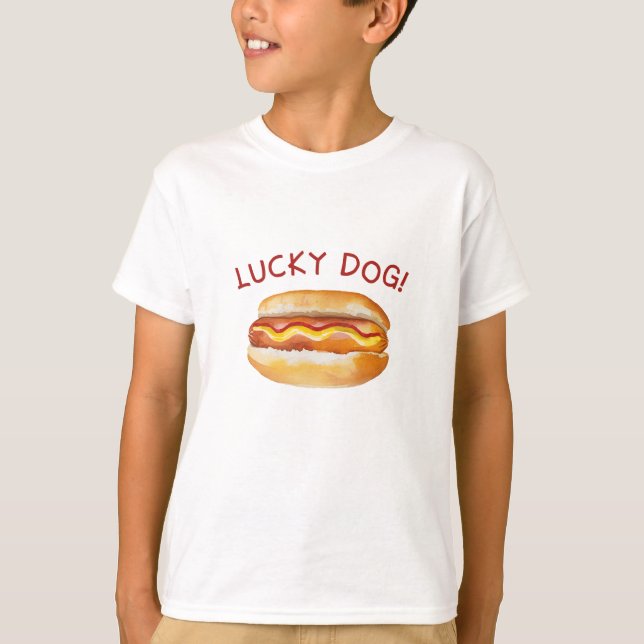 T-shirt Chemise d'anniversaire de chien chanceux - Hot Dog (Devant)