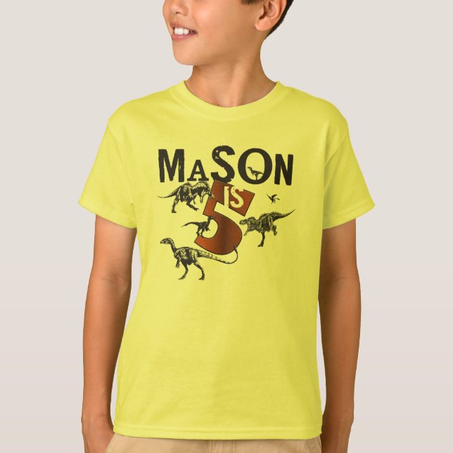 T-shirt Chemise d'anniversaire de dinosaure de maçon (Devant)