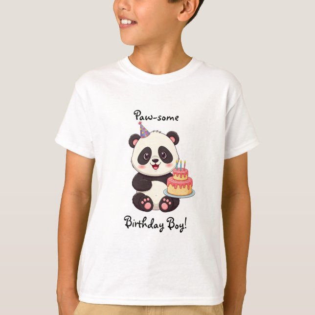 T-shirt Chemise d'anniversaire de garçon panda (Devant)