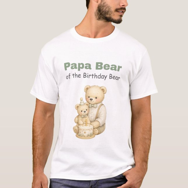T-shirt Chemise d'anniversaire de Papa Ours (Devant)