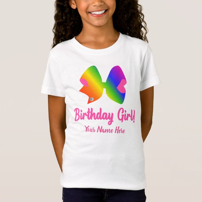 T-Shirt Chemise d'anniversaire de Rainbow Bow personnalisé (Devant)