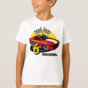 T-shirt Chemise d'anniversaire de voiture de course 6ème